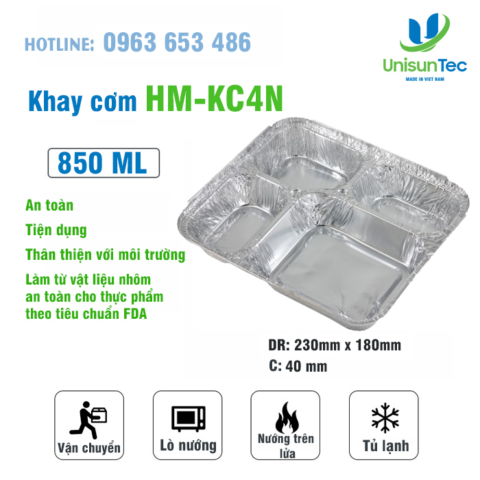 Khay nhôm 4 ngăn